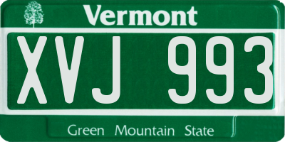 VT license plate XVJ993