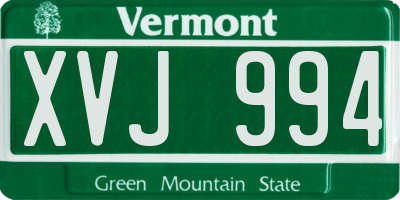 VT license plate XVJ994