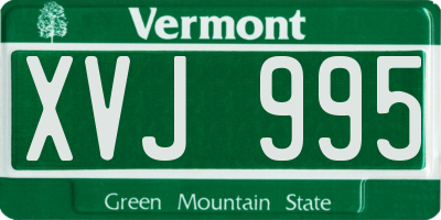 VT license plate XVJ995