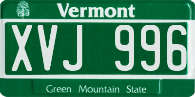 VT license plate XVJ996