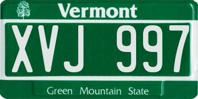 VT license plate XVJ997