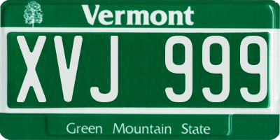 VT license plate XVJ999