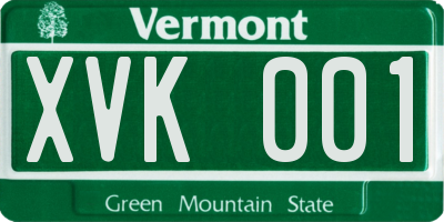 VT license plate XVK001