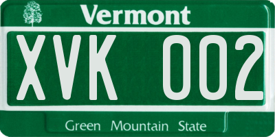 VT license plate XVK002