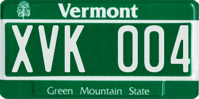 VT license plate XVK004