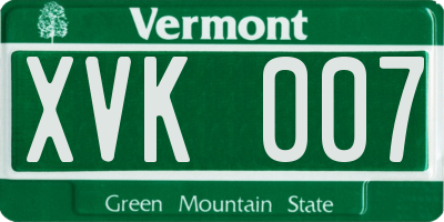 VT license plate XVK007