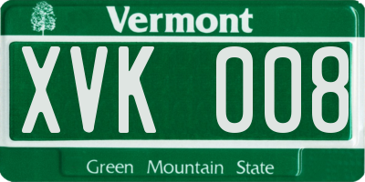 VT license plate XVK008