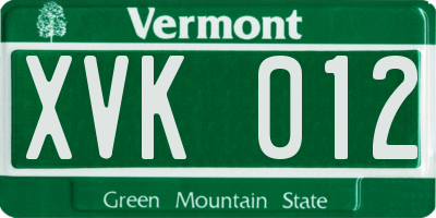 VT license plate XVK012