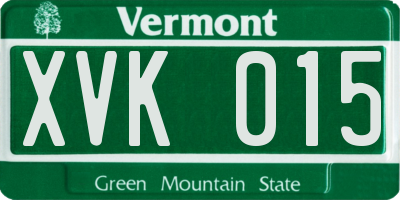 VT license plate XVK015