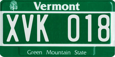 VT license plate XVK018