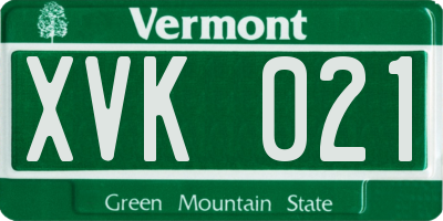 VT license plate XVK021