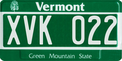VT license plate XVK022