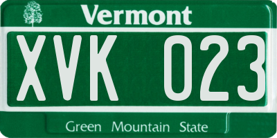 VT license plate XVK023