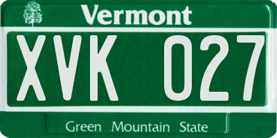 VT license plate XVK027