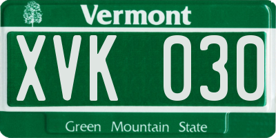 VT license plate XVK030