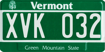 VT license plate XVK032
