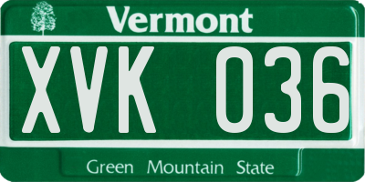 VT license plate XVK036