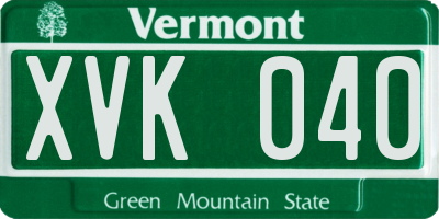 VT license plate XVK040