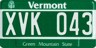 VT license plate XVK043