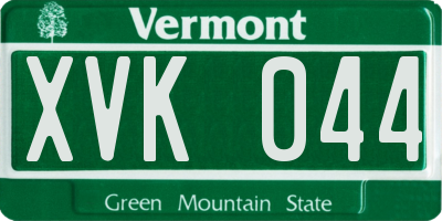 VT license plate XVK044