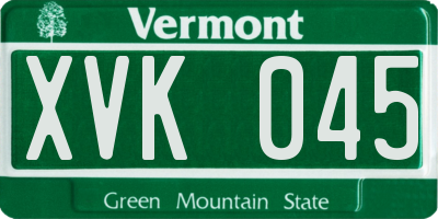 VT license plate XVK045