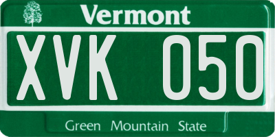 VT license plate XVK050