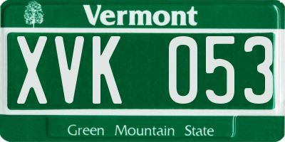 VT license plate XVK053