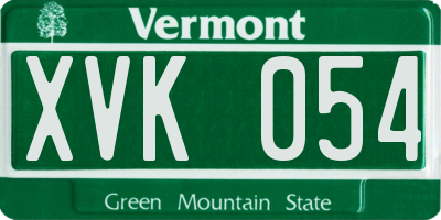 VT license plate XVK054