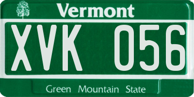VT license plate XVK056