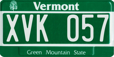 VT license plate XVK057