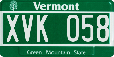 VT license plate XVK058