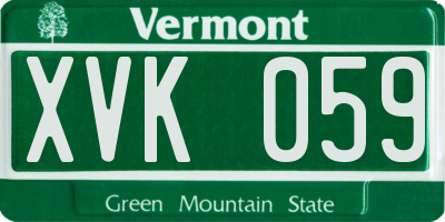 VT license plate XVK059