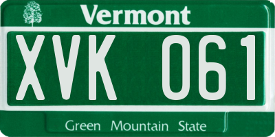VT license plate XVK061
