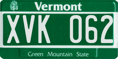 VT license plate XVK062