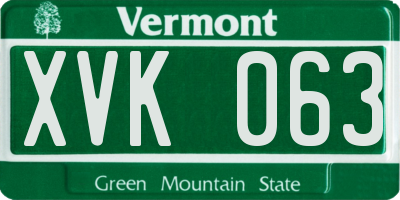 VT license plate XVK063