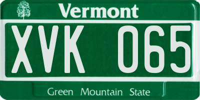VT license plate XVK065