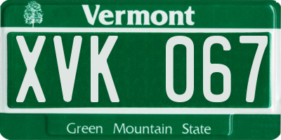 VT license plate XVK067