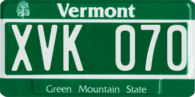 VT license plate XVK070