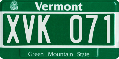VT license plate XVK071