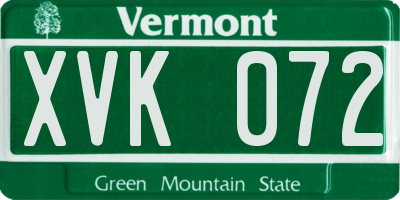 VT license plate XVK072
