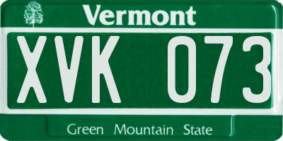 VT license plate XVK073