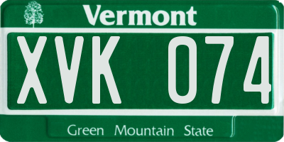 VT license plate XVK074