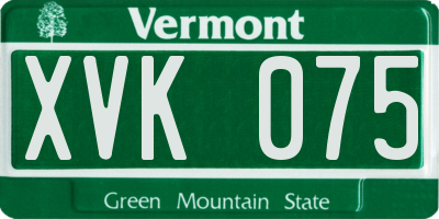 VT license plate XVK075