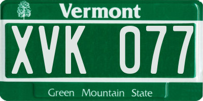 VT license plate XVK077