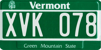 VT license plate XVK078