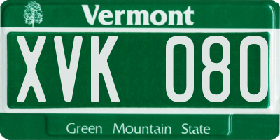 VT license plate XVK080