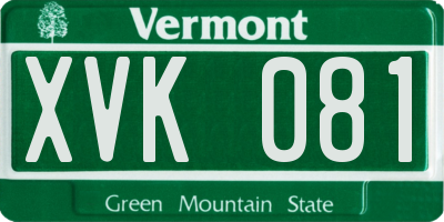 VT license plate XVK081