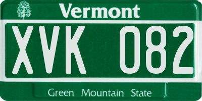 VT license plate XVK082