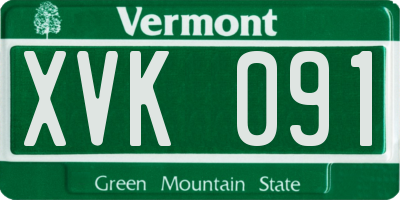 VT license plate XVK091