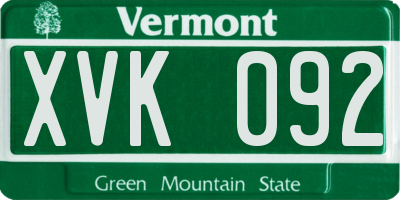 VT license plate XVK092